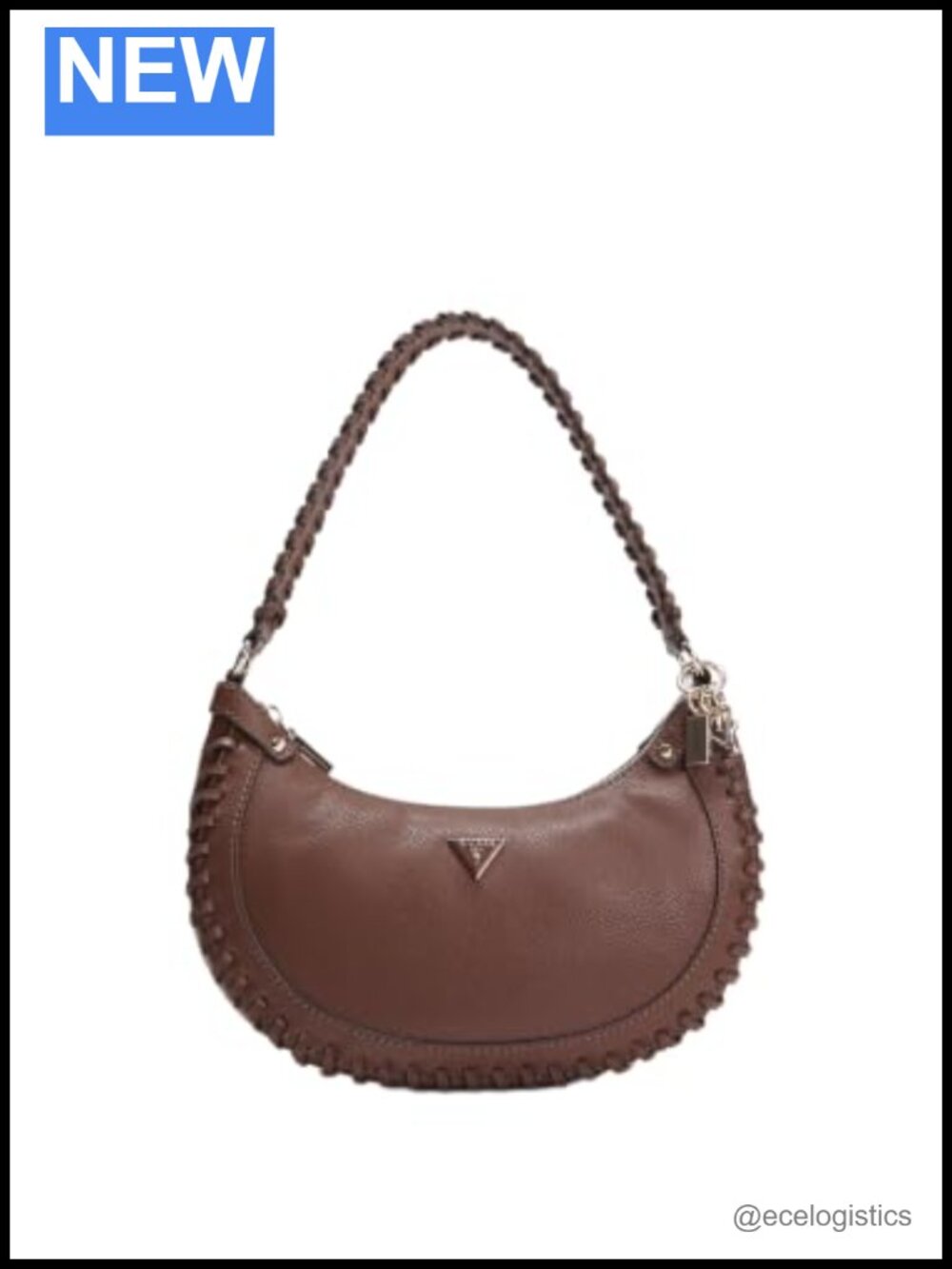 Faux Leather Hobo Bag Zip Closure Gold Hardware Shoulder Strap